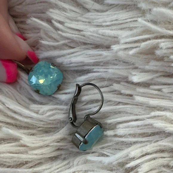 Faux Sabika Blue Crystal Drop Earrings - Picture 2 of 2